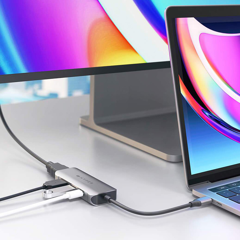 CỔNG CHUYỂN HYPERDRIVE HDMI 4K60HZ 4-IN-1 USB-C HUB (HD41)đa năng cho MacBook, iPad, Chromebook, PC và smartphone - Hàng Chính Hãng