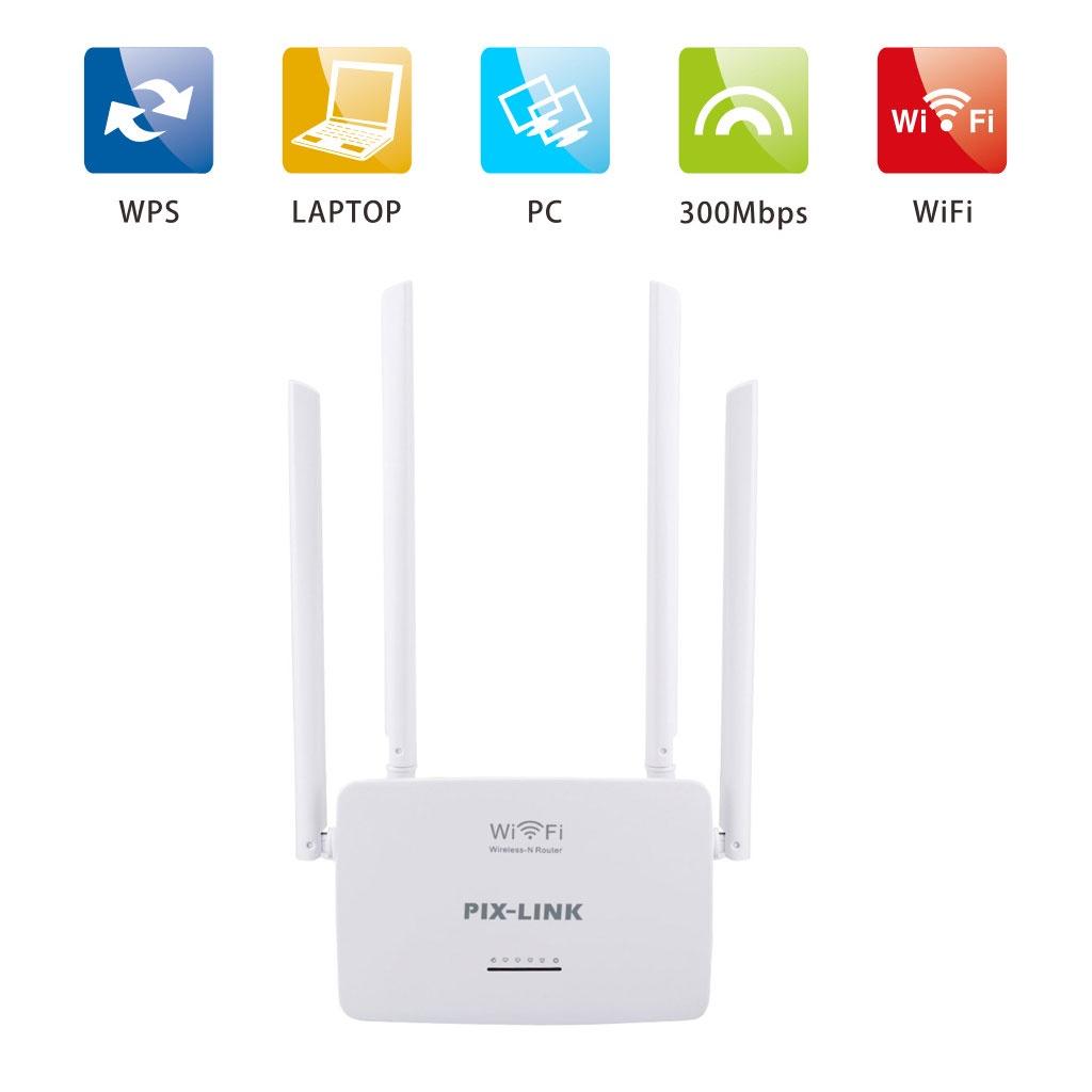 Cục phát wifi 4 râu PIX-LINK LV-WR08, Modem wifi 300Mbps cường độ sóng khỏe, phủ sóng rộng - Hàng chính hãng
