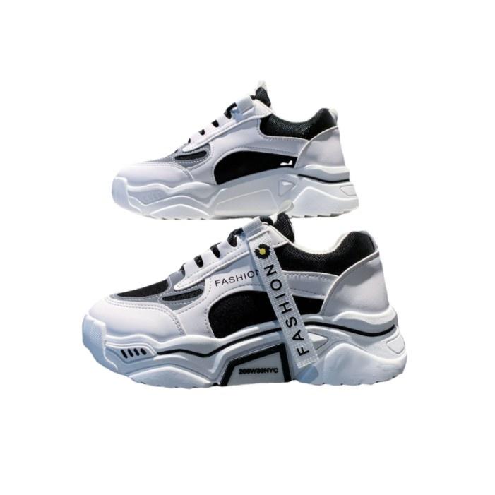 Giày sneaker thể thao nữ đế độn 5cm thời trang hàn quốc phát sáng (đen trắng) 000011