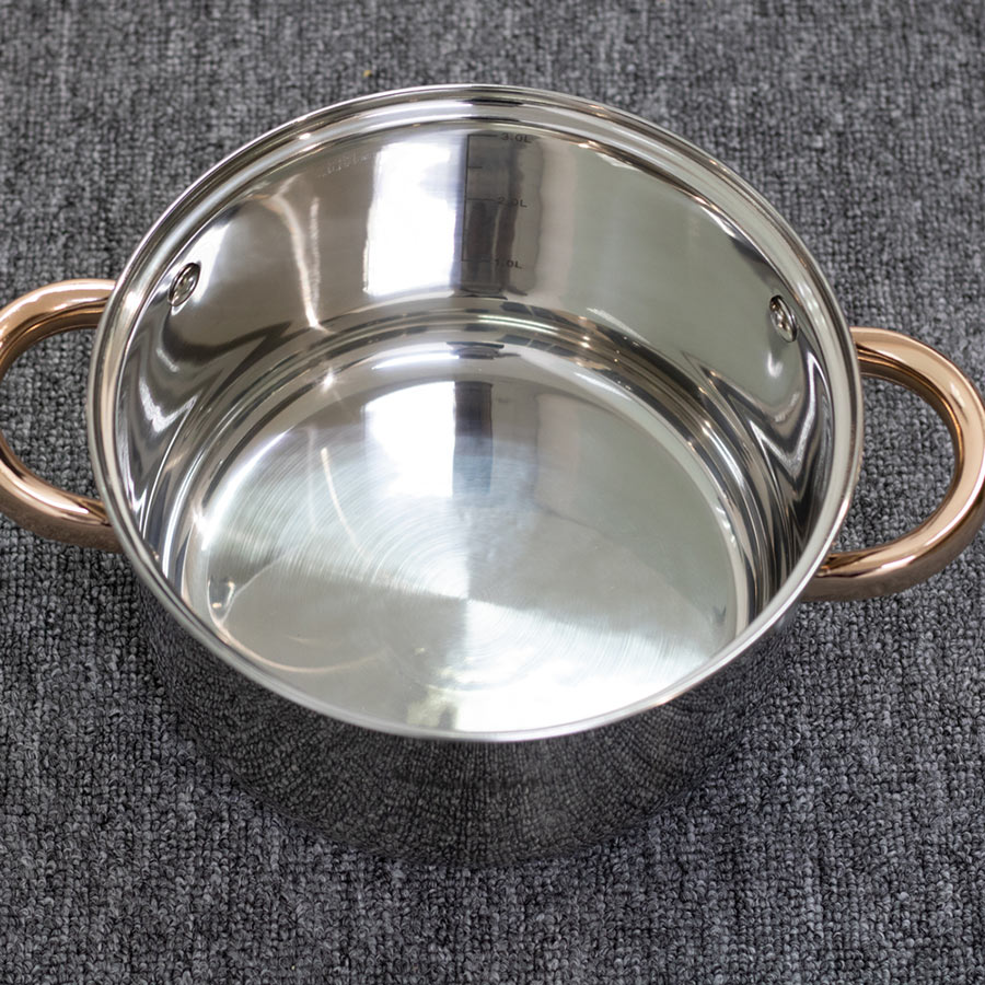 Bộ 3 nồi inox 4 đáy Nagakawa NAG1306  - Quai mạ vàng - Dùng trên mọi loại bếp - Hàng Chính Hãng