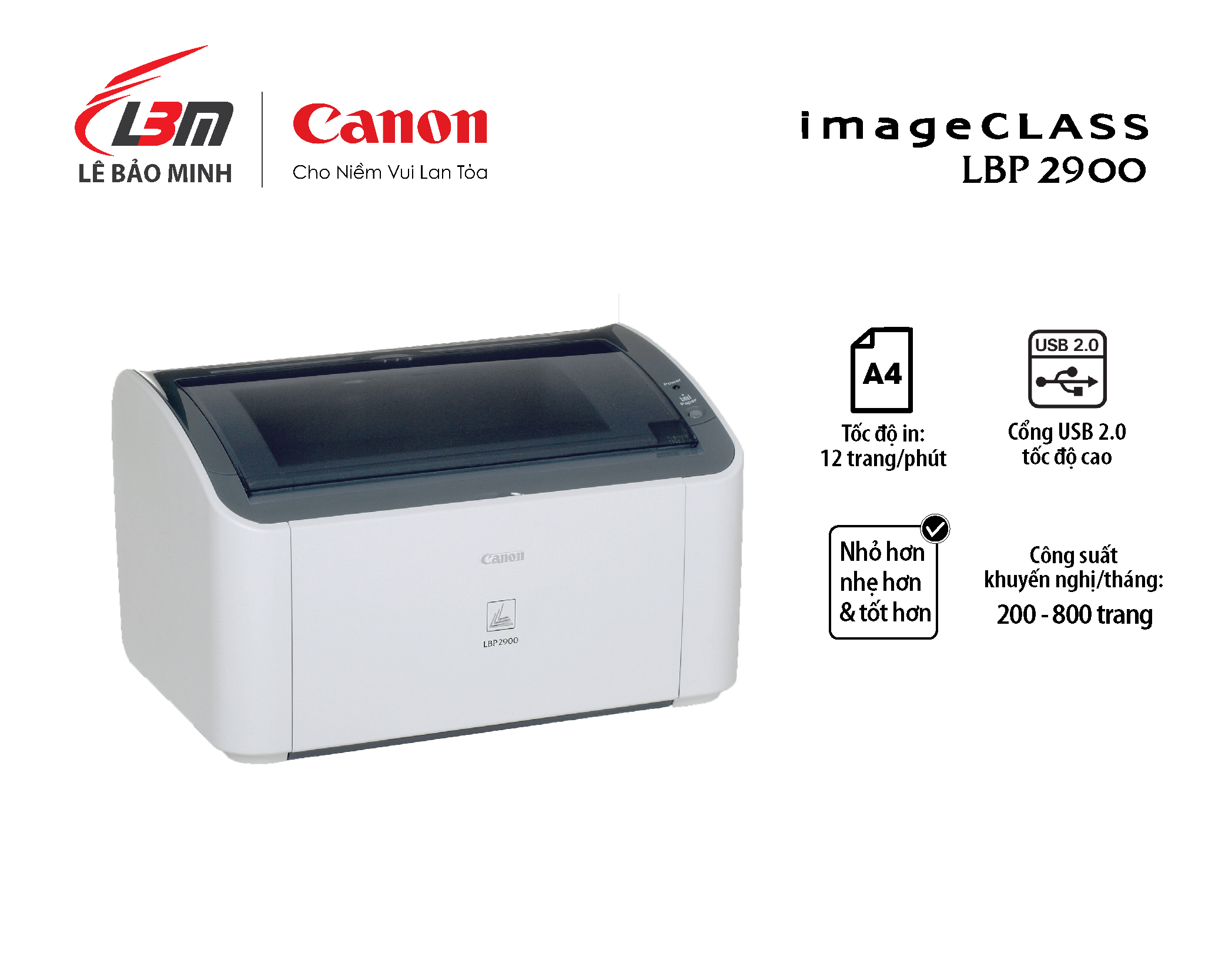 Máy in laser đơn năng Canon LBP2900 - Hàng chính hãng