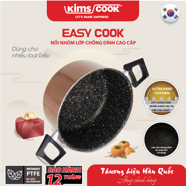 Nồi KIMS COOK Easy Cook 18cm hợp kim nhôm chống dính vân đá