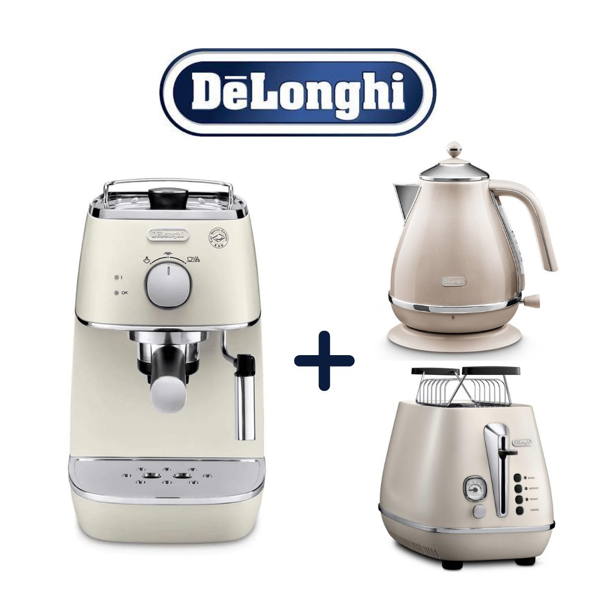 Bộ máy pha cà phê Delonghi Espresso kèm máy làm bánh mì, bình siêu tốc - Thương hiệu Ý - Hàng chính hãng