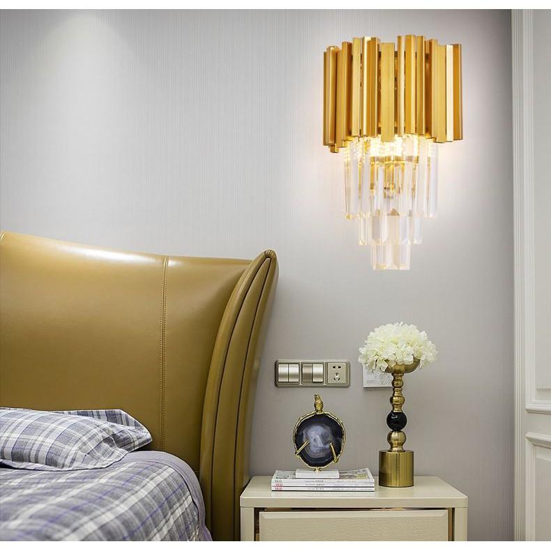Đèn tường OSTIMUS pha lê 3 tầng sang trọng trang trí nội thất hiện đại có ảnh chụp thật 100%