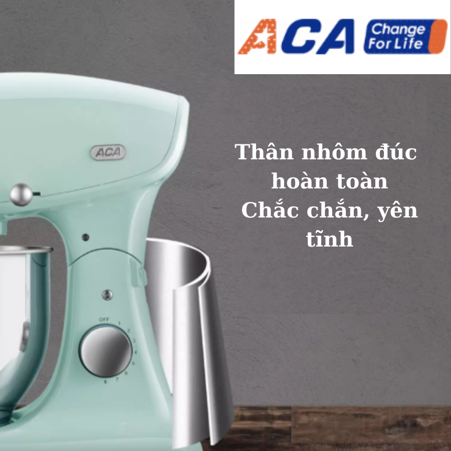 Máy trộn bột đánh kem ACA ASM-DC830 4.5L 1200W thân kim loại cao cấp trộn 1.5 kg bột hỗn hợp - Hàng chính hãng - thương hiệu Bắc Mỹ