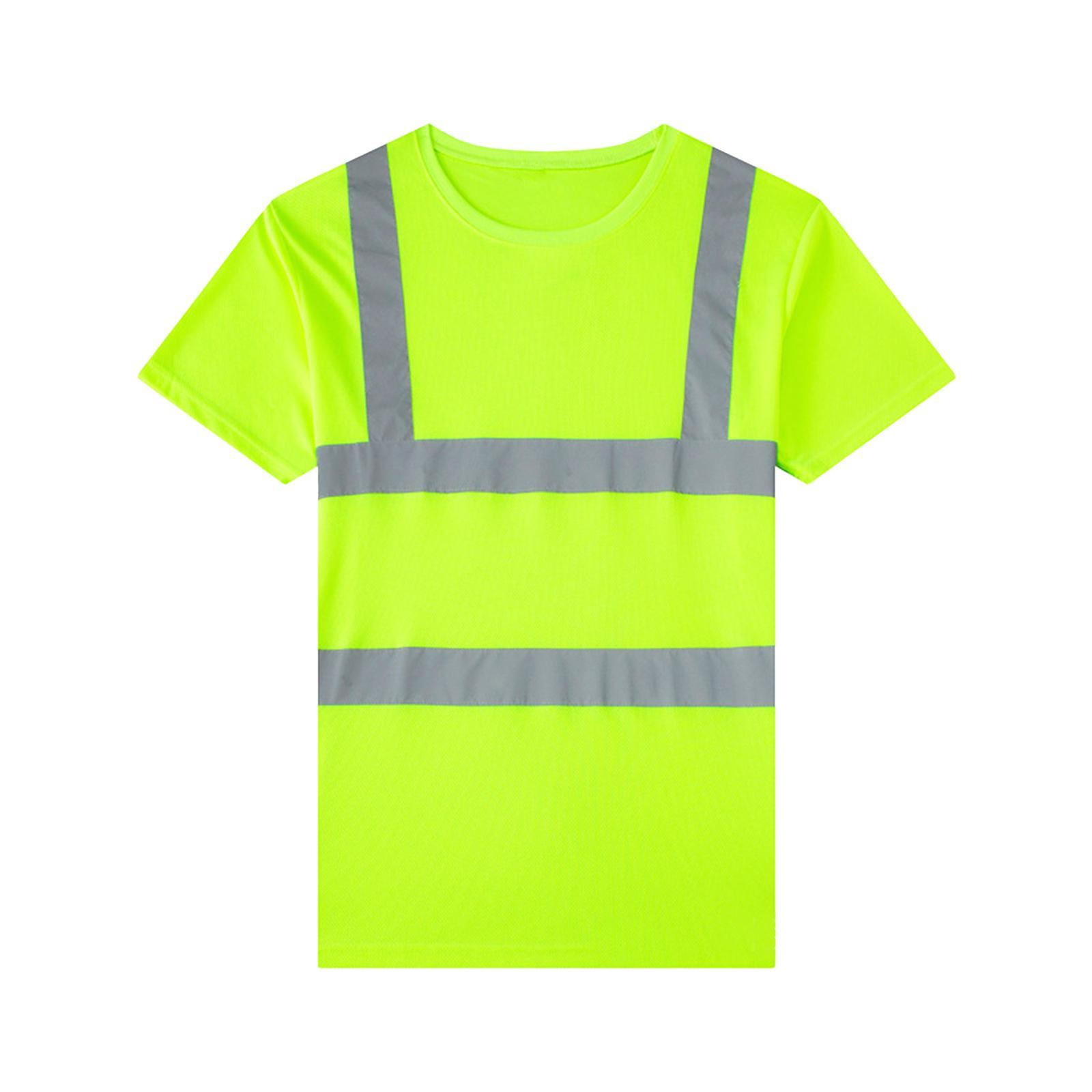High Visibility Short Sleeve Construction Shirt Quick Drying High Visibility Reflective Shirts for Night Work Cycling Firefighter Women