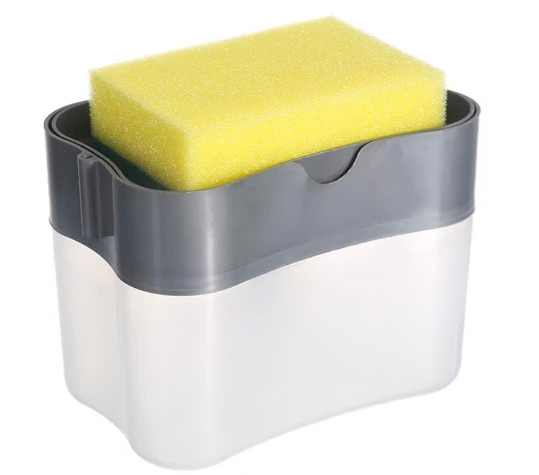 Hộp Đựng Nước Rửa Chén Tự Động Bơm Khi Ấn Xuống Kèm Mút Rửa Chén