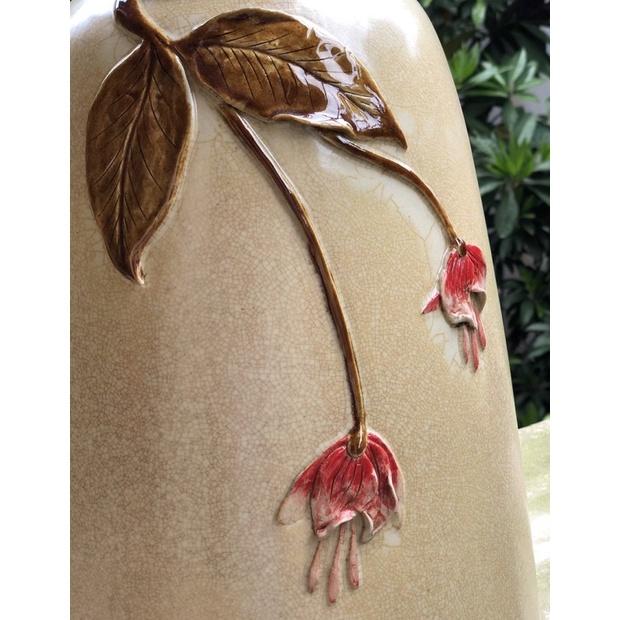 Bình cắm hoa cao 37cm, dáng chuông, men rạn cổ, họa tiết đắp nổi thủ công. Gốm sứ Bát Tràng.
