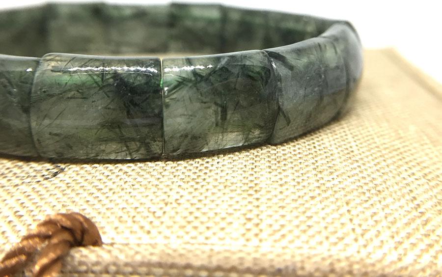 Vòng Thạch Anh Tóc Xanh Bảng 12x15mm