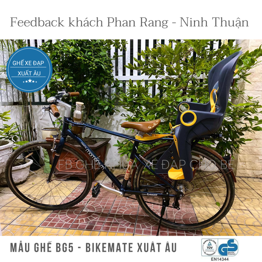 Ghế ngồi xe đạp BG5 Bikemate xuất Châu Âu, ghế  lắp sau mọi loại xe. dành cho  xe có baga không baga