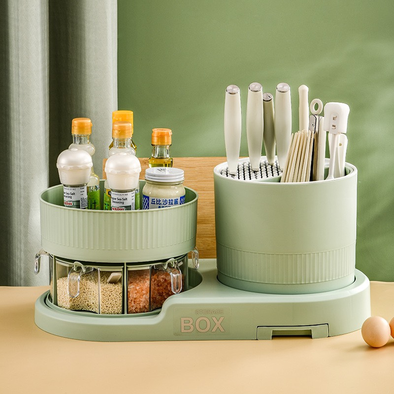 Kệ Đựng Dao / Gia Vị Đa Năng Có Thể Xoay Tiện Dụng Cho Nhà Bếp