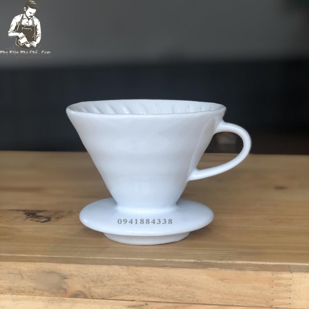 Bộ Bình Pha Drip V60 Phễu Sứ, Bình 600ml, Phễu Sứ Size 1-4cups