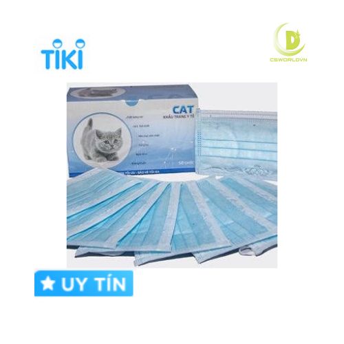 Khẩu trang y tế CAT Xanh 4 lớp - Hộp 50 cái