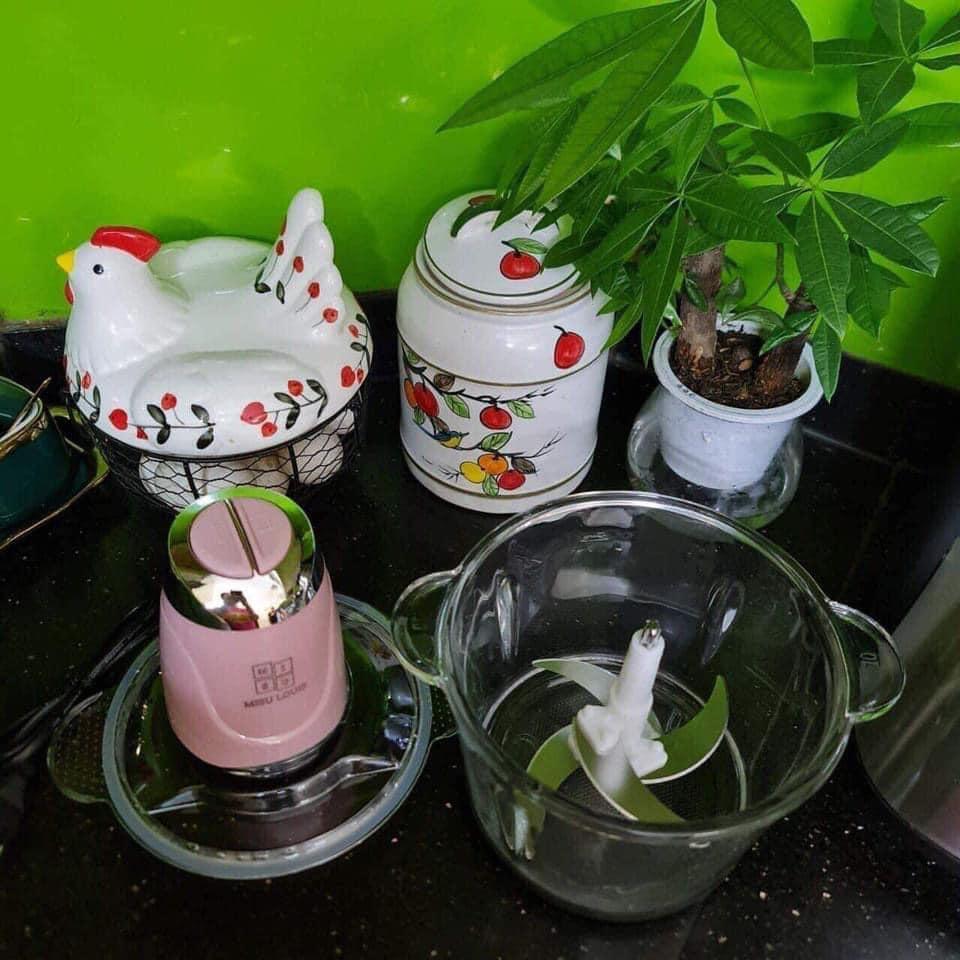 Máy xay thịt thực phẩm đa năng cối thuỷ tinh, tặng 01lưỡi dao - Giao mầu ngẫu nhiên - Hàng nhập khẩu
