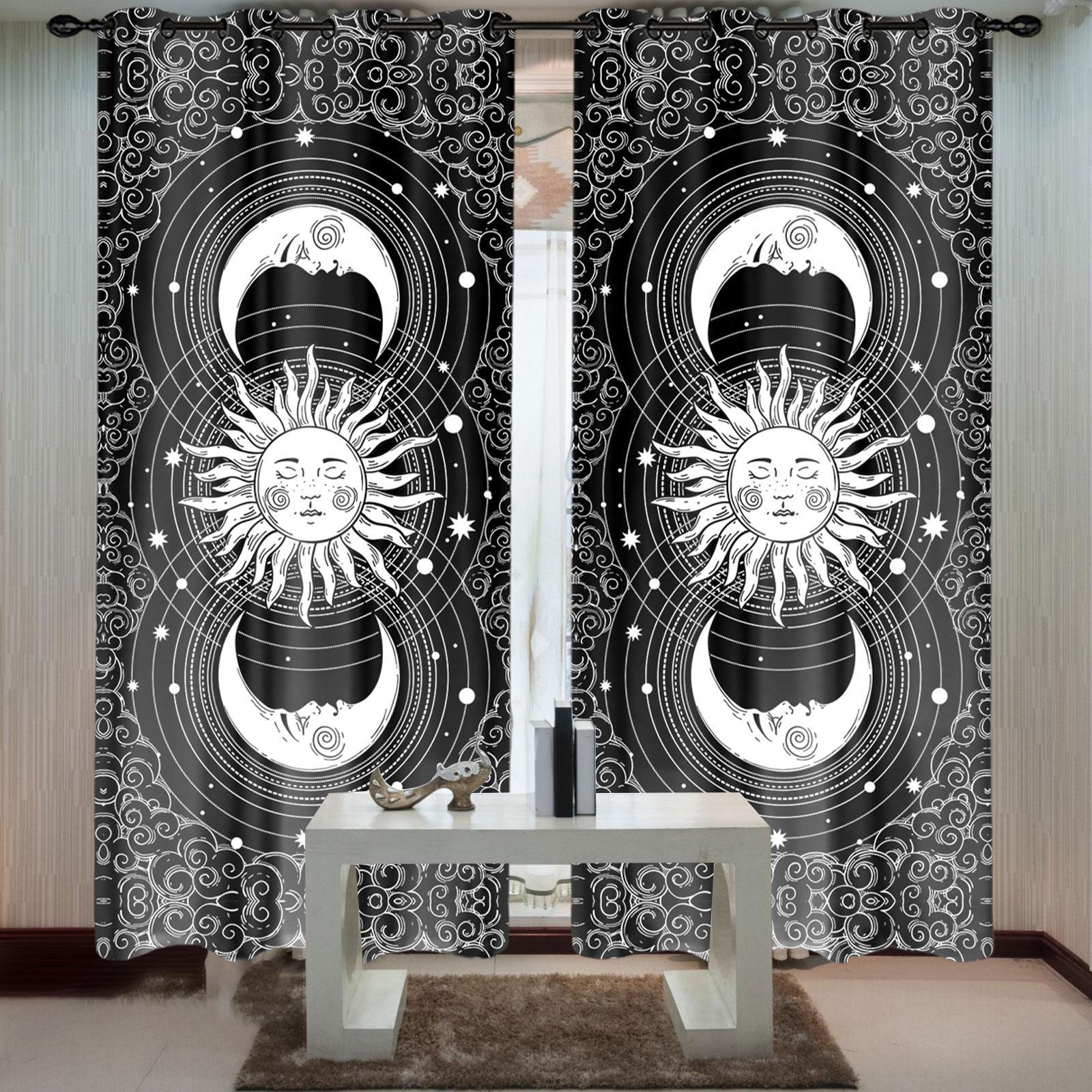 Sun and Moon Curtains Blackout Curtains for Home Living Room Kids Room