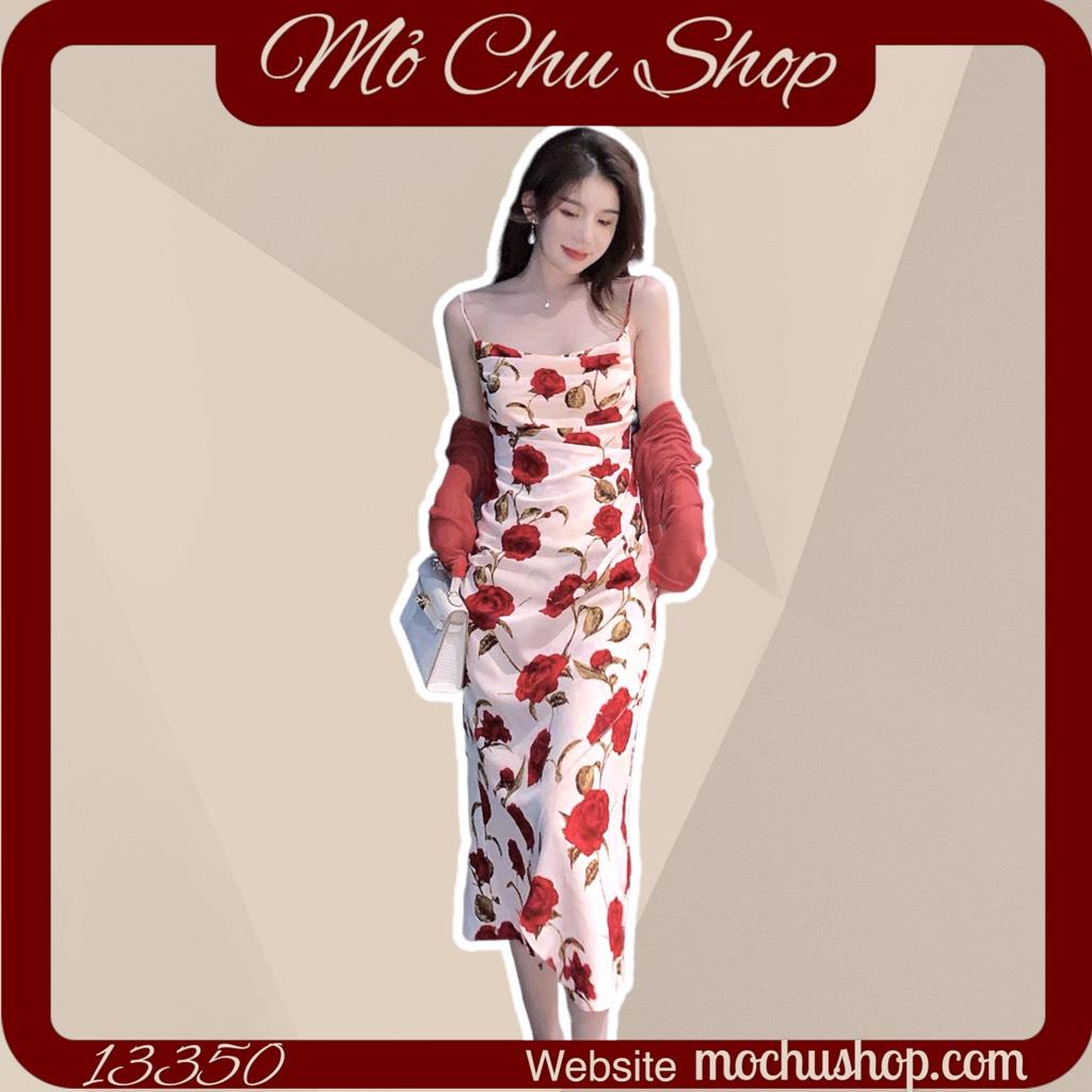 ĐẦM BODY HOA 2 DÂY CỔ ĐỔ 13350