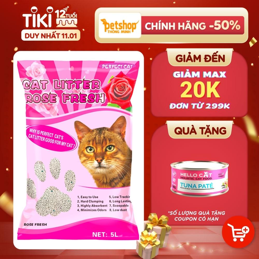 Cát Vệ Sinh Cho Mèo Hương Hoa Hồng - Perfect Cat 5 Lít