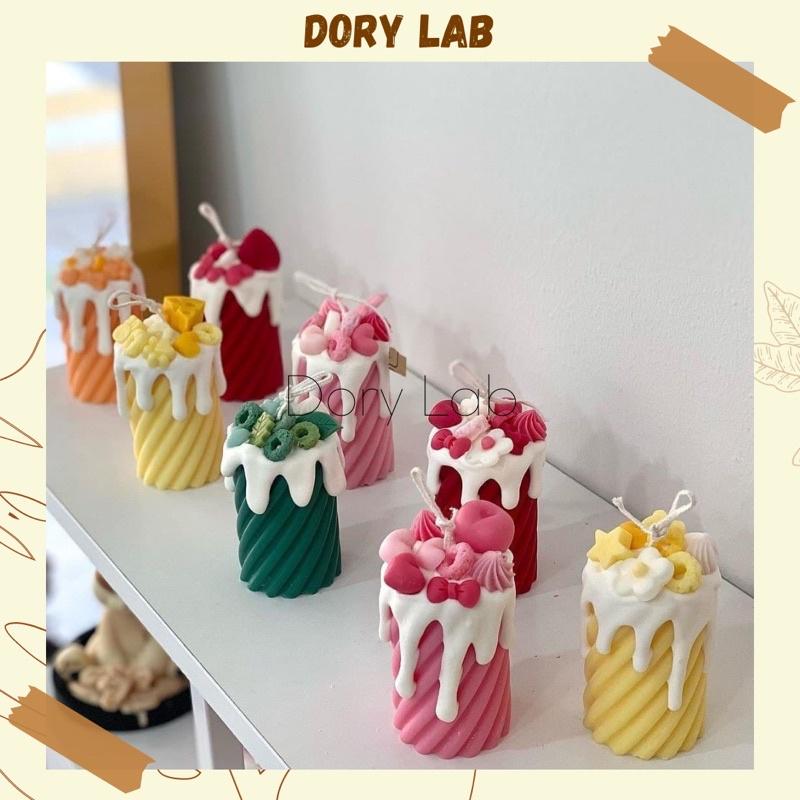 Nến Thơm Trụ Xoắn Phủ Kem Topping Nhiều Màu Handmade, Phụ Kiện Chụp Ảnh, Quà Tặng Sinh Nhật - Dory Lab