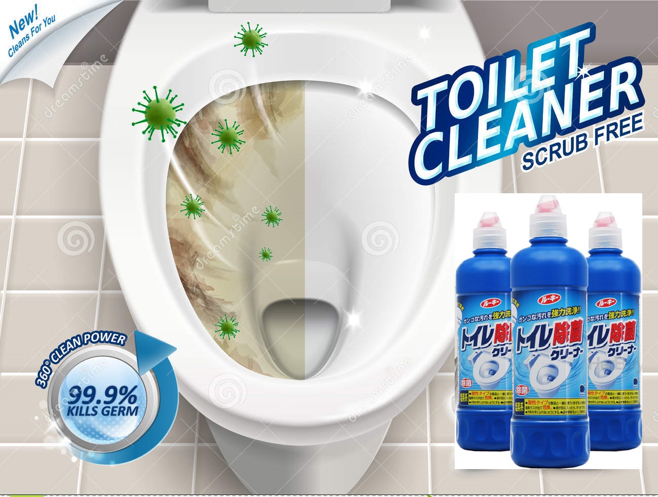 Combo 01 Túi/Hộp bột giặt tẩy đa năng Oxy Wash + 01 Chai nước tẩy ố, khử mùi bồn cầu siêu đậm đặc 500ml - Nội địa Nhật Bản