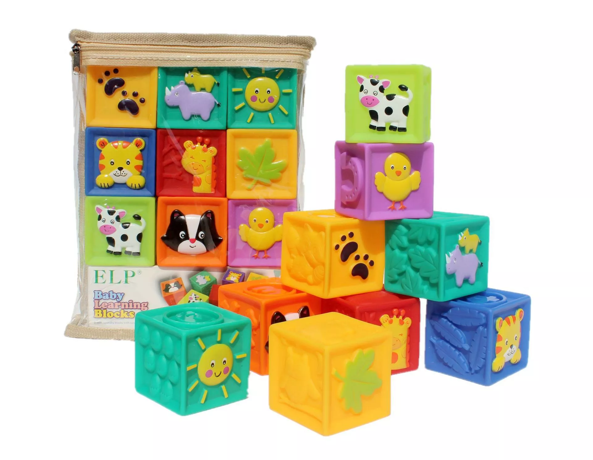 Đồ chơi 9 khối hình nổi kích thích xúc giác - Baby Learning Blocks