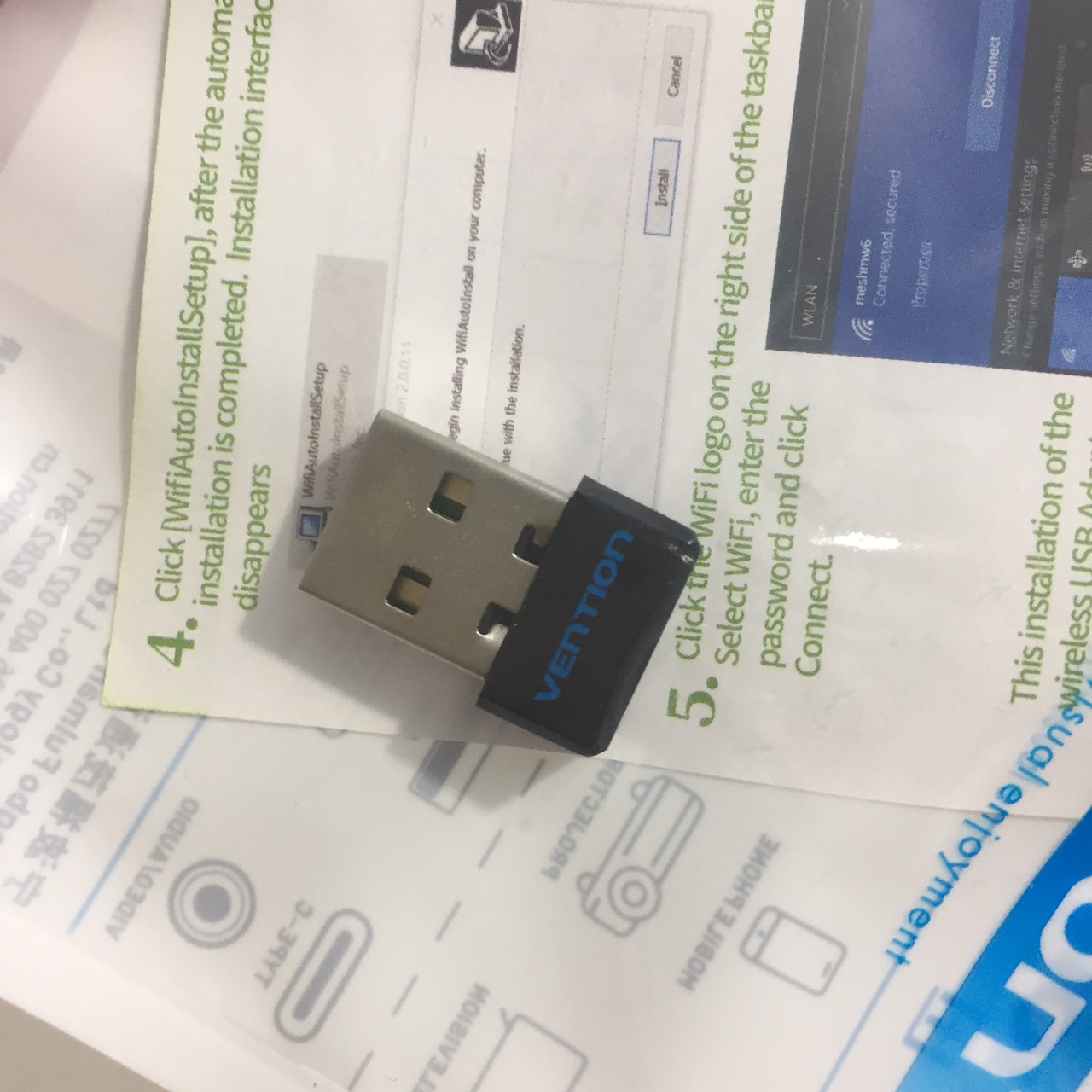 USB wifi adapter băng băng tần 2.4Hz và 5GHz Vention KDR KDS _ Hàng chính hãng