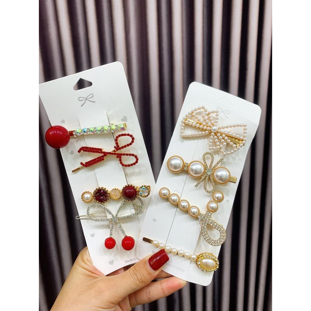 Sét 6 kẹp tóc đá cao cấp siêu xinh