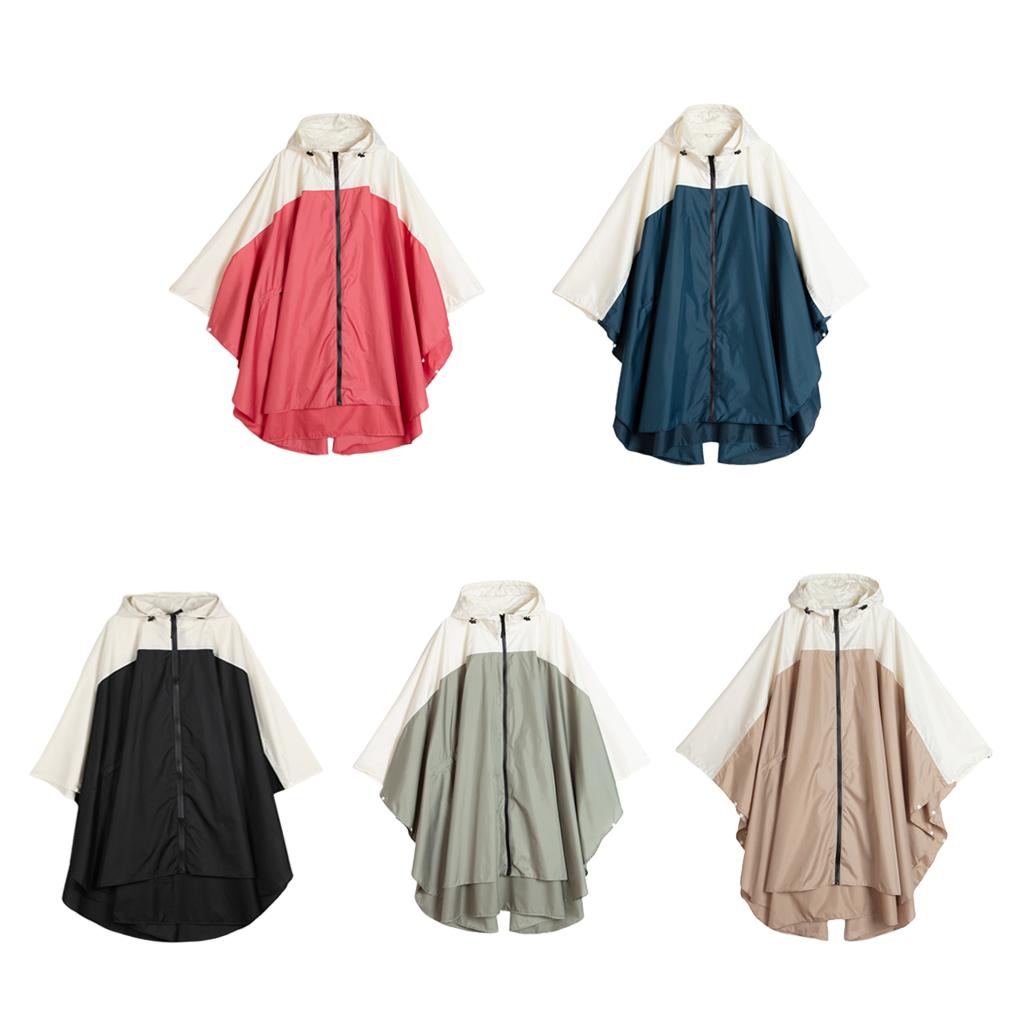 Women's Lightweight Waterproof Outdoor Raincoat Hooded Red Beige