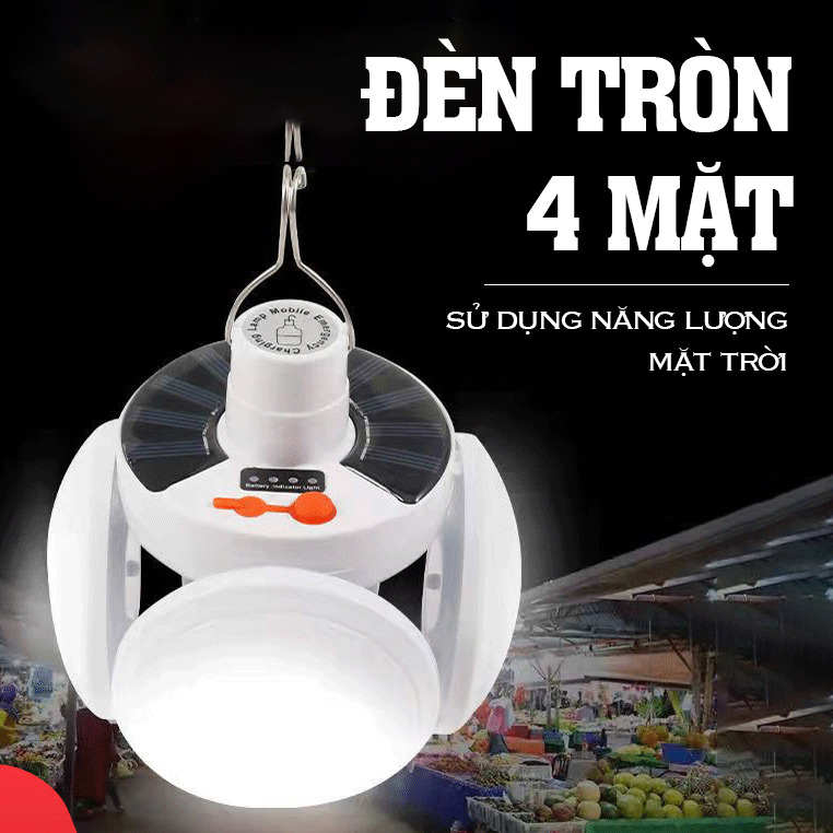 Đèn năng lượng mặt trời đèn led 5 mặt 5 bóng tiện lợi -  K1612