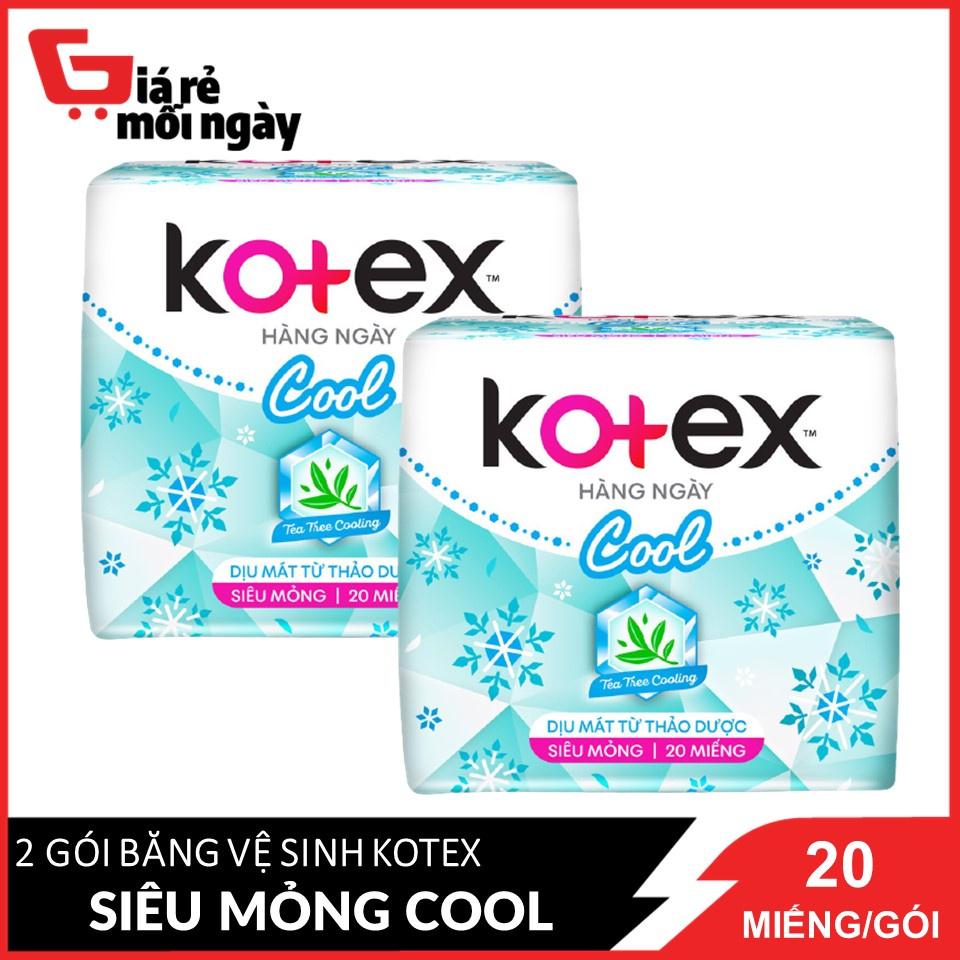 Combo 6 Băng Vệ Sinh Hàng Ngày Kotex Dịu Mát Từ Thảo Dược 20 miếngx6