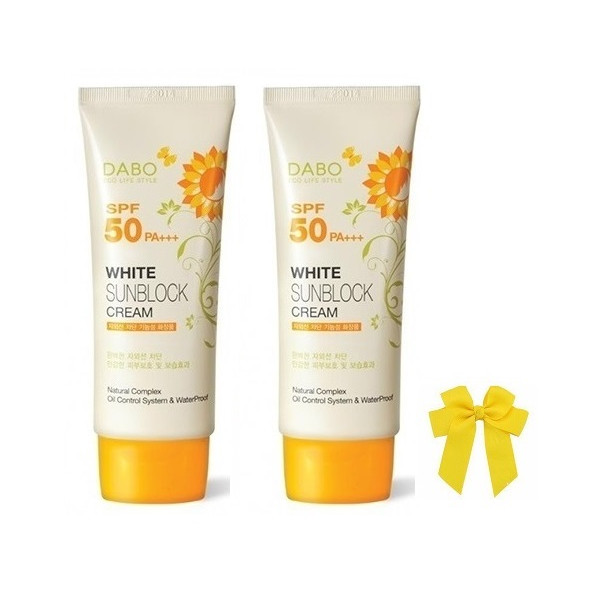 Combo 2 hộp kem chống nắng Dabo Whitening SPF 50 PA+ Hàn Quốc (70ml) và nơ