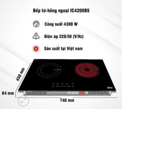 Bếp từ - hồng ngoại Ferroli IC4200BS bảng điều khiển cảm ứng kiểu trượt - Hàng chính hãng - Chỉ giao HCM