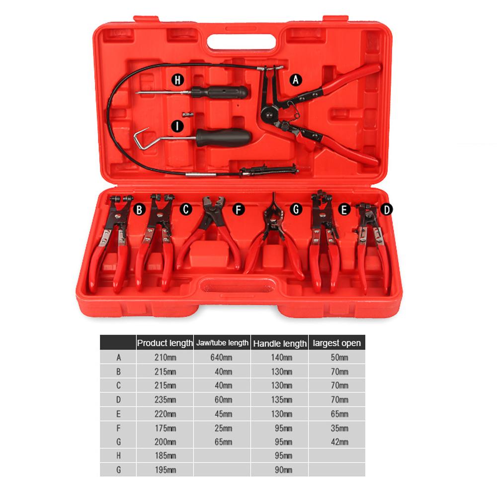 9Pcs Auto Hose Clamp RingPlier Set Flexible Wire Cable Type Joint Boot Clamps Swivel Jaw Tool Remover Oil Seal Screwdriver Car Repairing Tools Auto Hand Tool Set