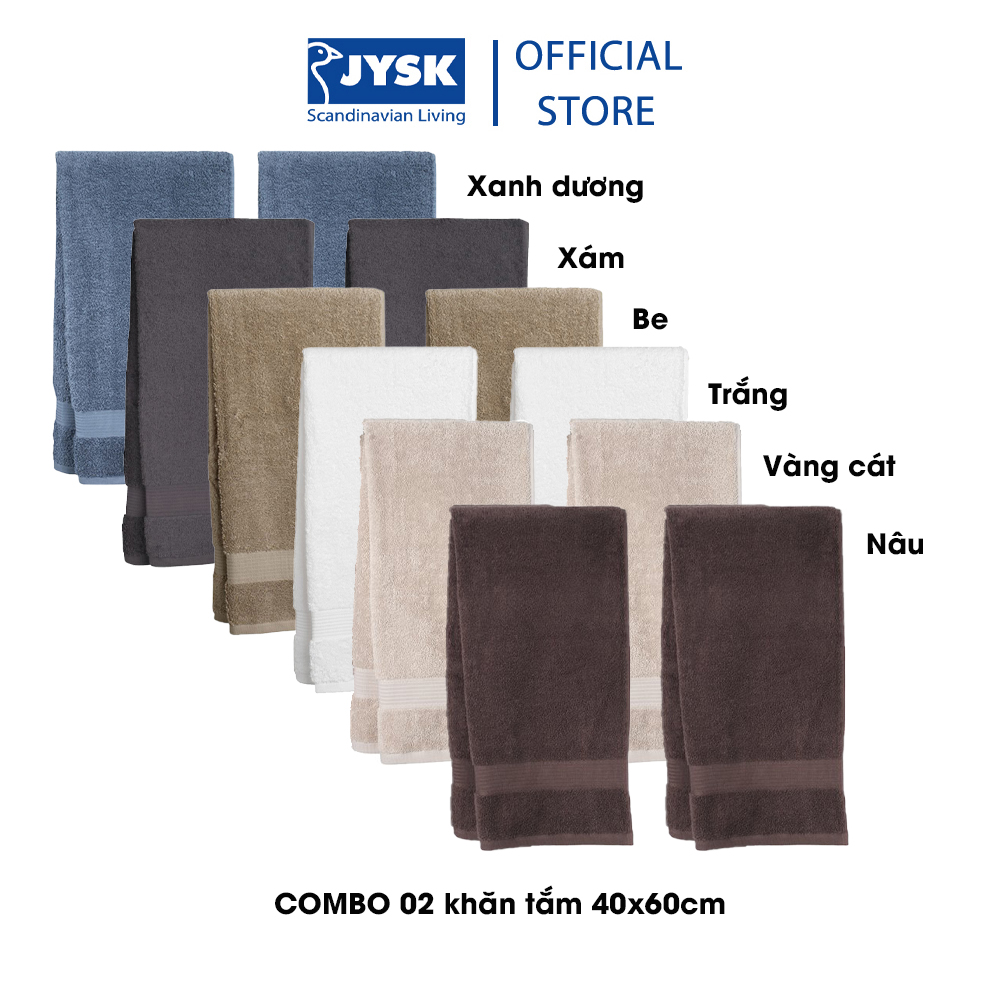 Combo 2 khăn tắm cotton | JYSK Karlstad | 40x60 cm nhiều màu