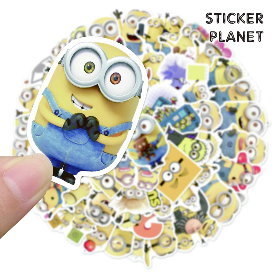 Bộ sticker MINIONS chống thấm nước trang trí mũ bảo hiểm, đàn, guitar, ukulele, điện thoại laptop