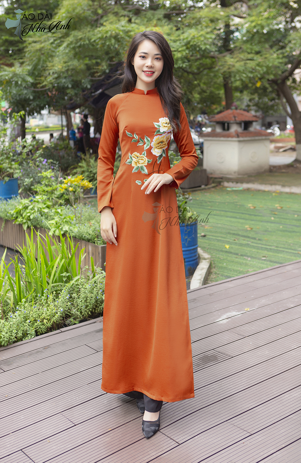 Áo dài nữ truyền thống chất liệu lụa Tây Thi cao cấp mềm mịn co giãn nhẹ - áo dài Nhã Anh - AGL04