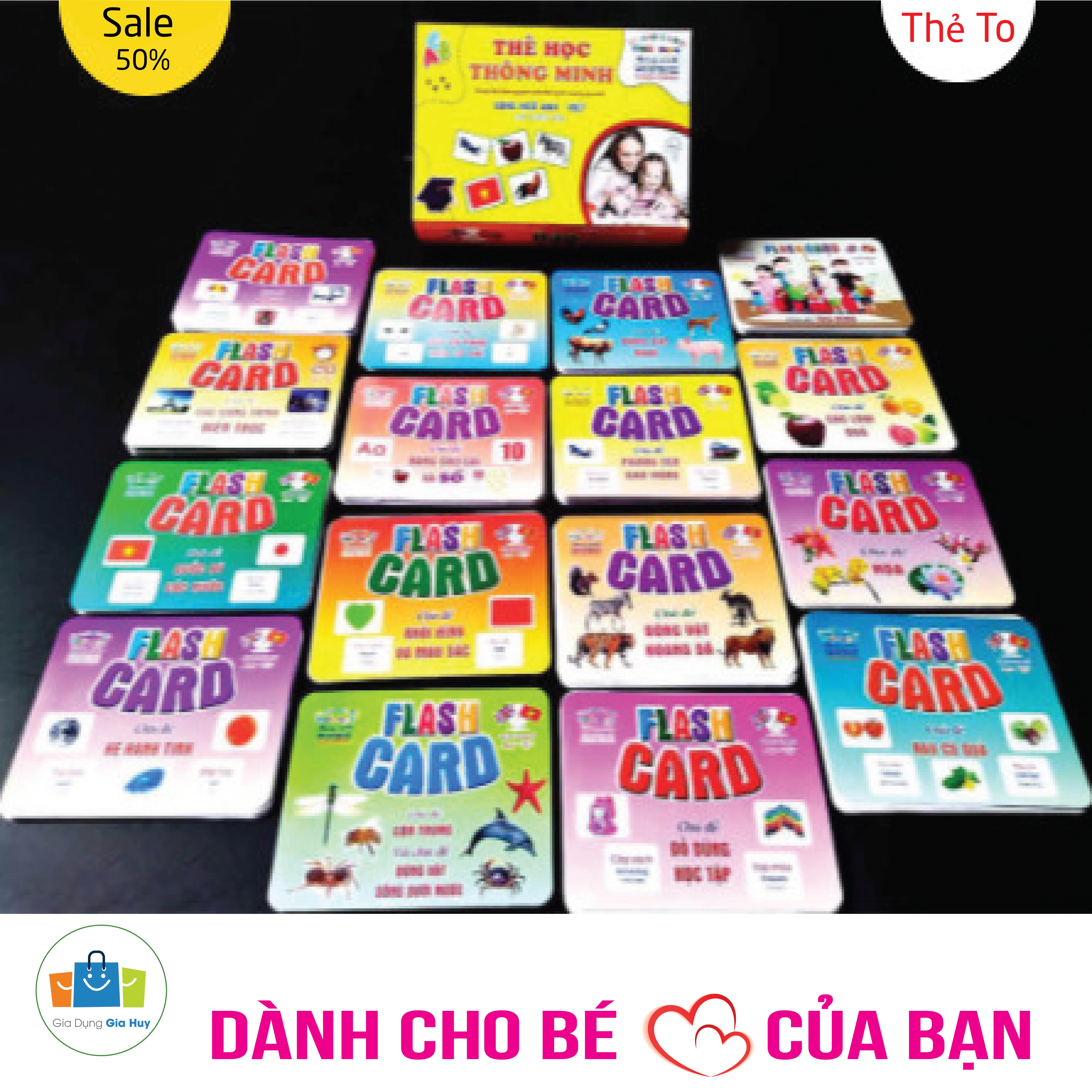 Thẻ học thông minh 16 chủ đề, loại to. Flashcards cho bé