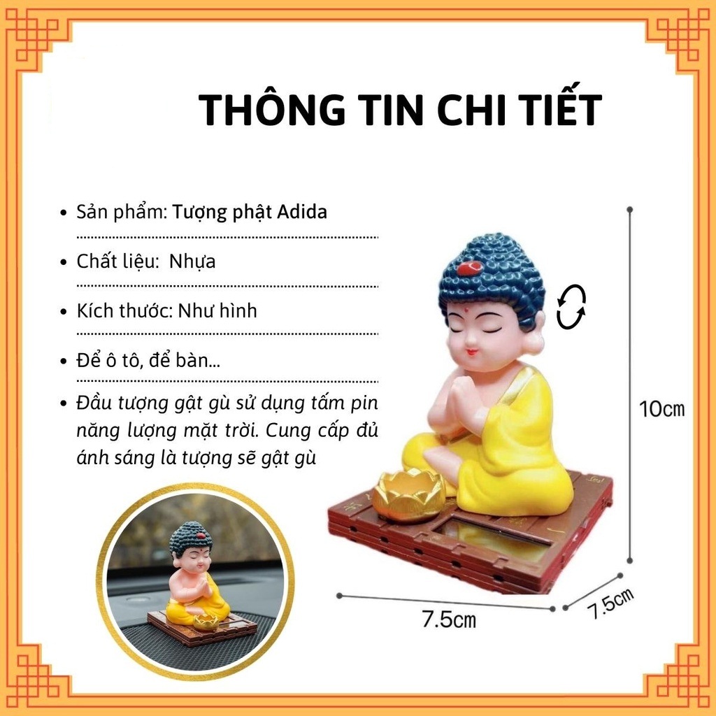 PHẬT A DI ĐÀ GẬT ĐẦU DÙNG NĂNG LƯỢNG MẶT TRỜI PHỤ KIỆN TRANG TRÍ Ô TÔ BÀN THỜ CÚN