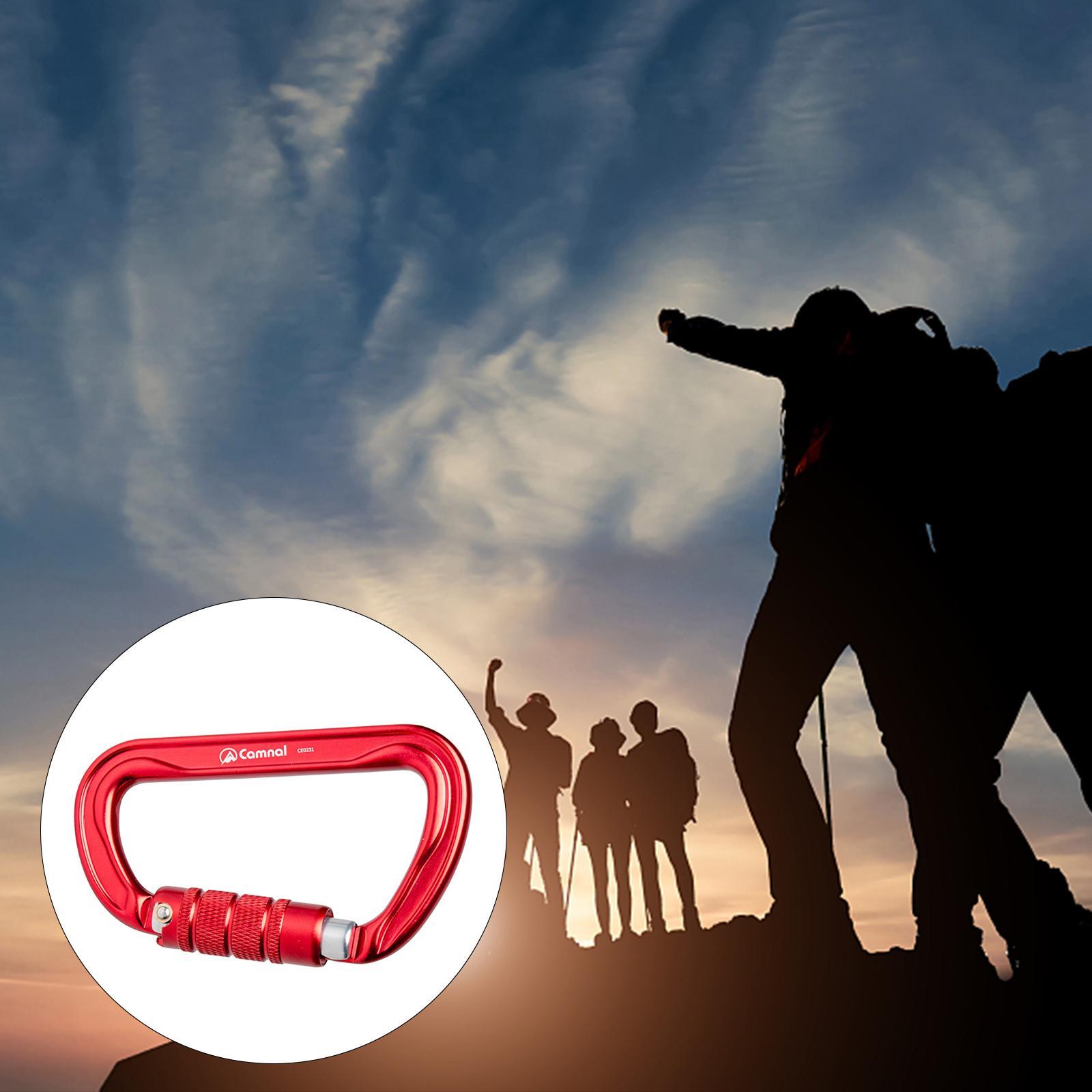 Professional Rock Climbing Carabiner Screw Lock Heavy Duty Carabiner Red
