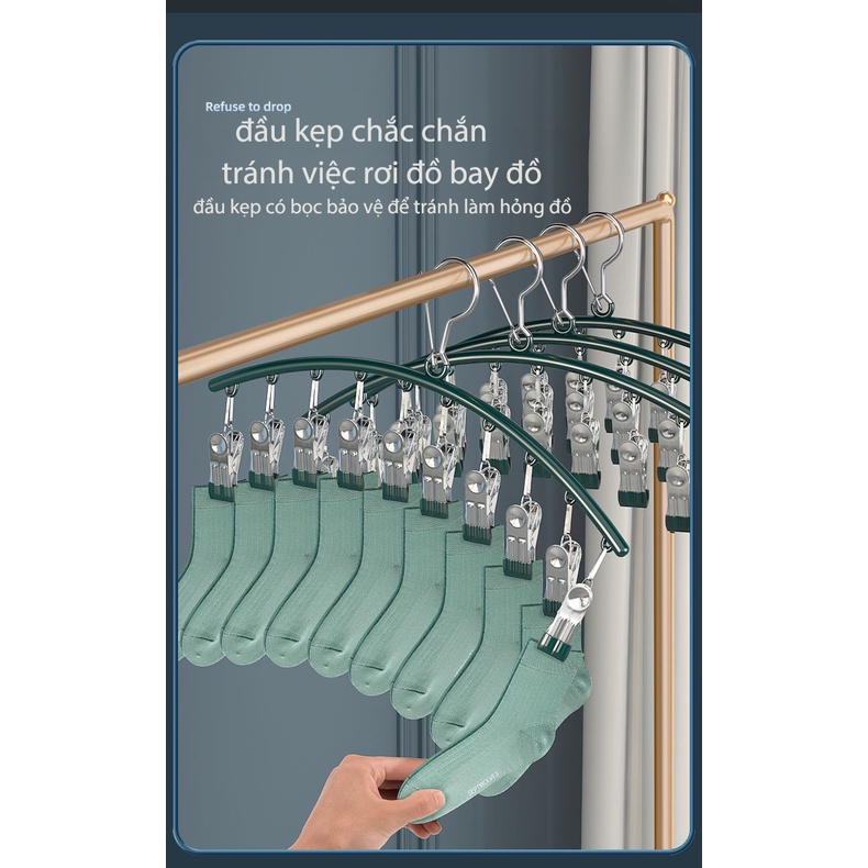 Móc Treo Đồ Lót , Móc Trùm treo Tất,Vớ, Quần Áo Trẻ Nhỏ Có Khóa Chống Gió, Chống Trượt ,Chất Liệu Thép Bọc Nhựa Cao Cấp
