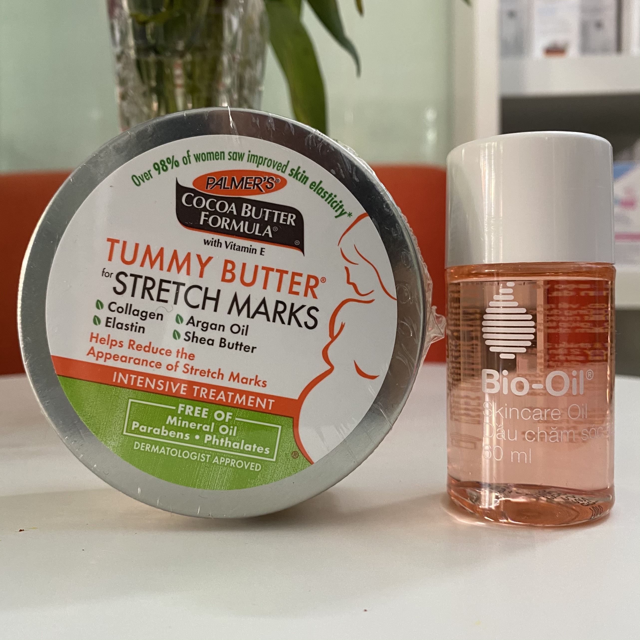 Combo ngăn ngừa rạn, săn chắc, mềm mịn từ Bơ đậm đặc Palmer's Tummy Butter of Stretch Marks 125g + Dầu Bio oil 60ml