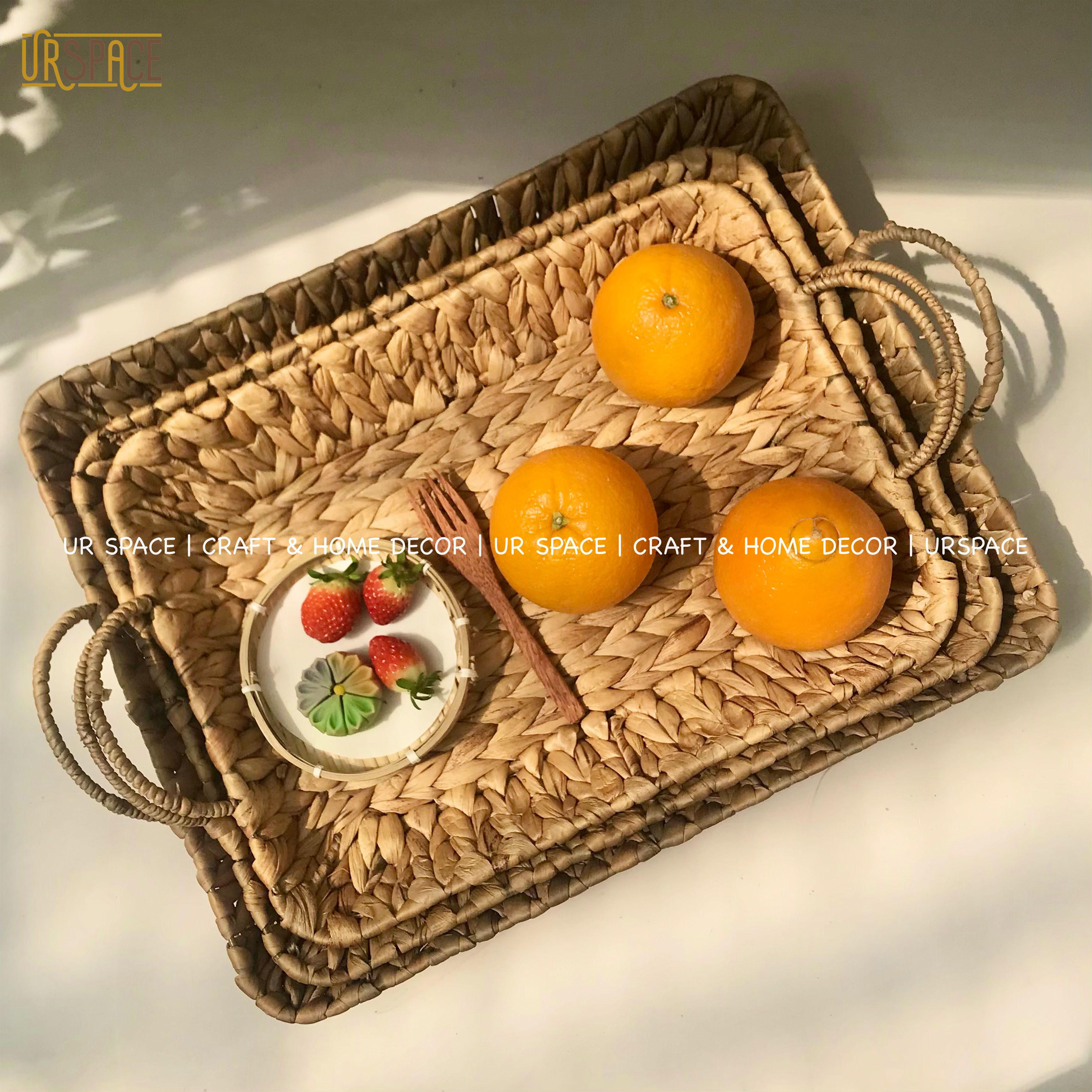 Khay lục bình chữ nhật URSPACE đựng trái cây, bánh kẹo, trang trí decor / RECTANGLE HYACINTH TRAY