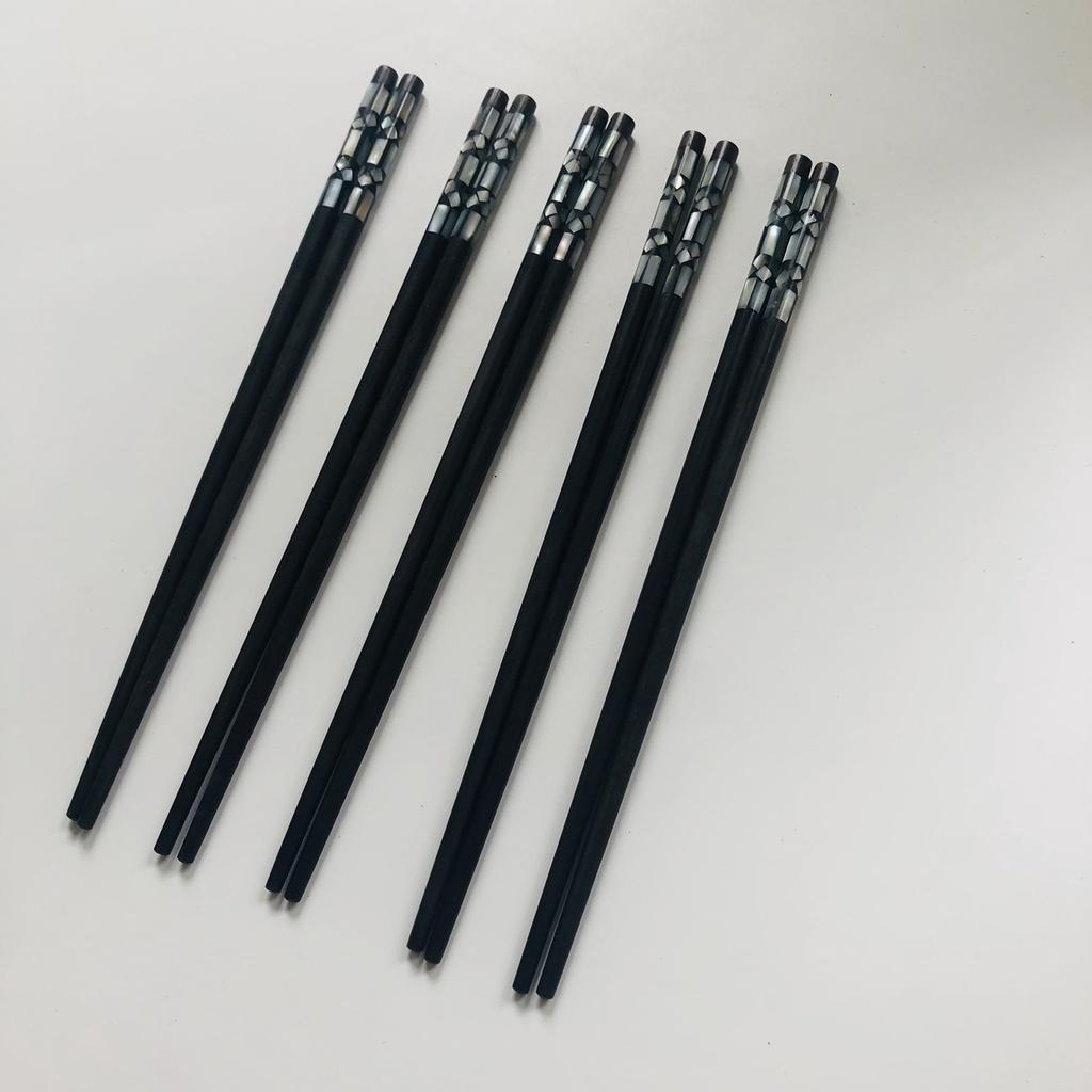 ĐũaGỖ MUN 24.5cm Cán Khảm Trai Sang Trọng, Đũa Gỗ Tự Nhiên Phong Cách Nhật Bản,Chụp Ảnh Trang Trí