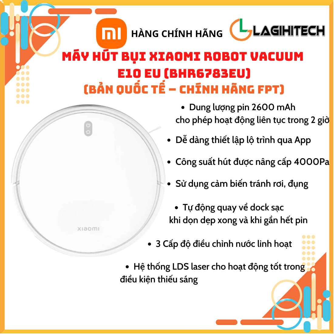 Robot Hút Bụi Lau Nhà Xiaomi Vacuum E10 / S10 / X10 / S10 PLUS EU Bản Quốc Tế - Hàng Chính Hãng FPT