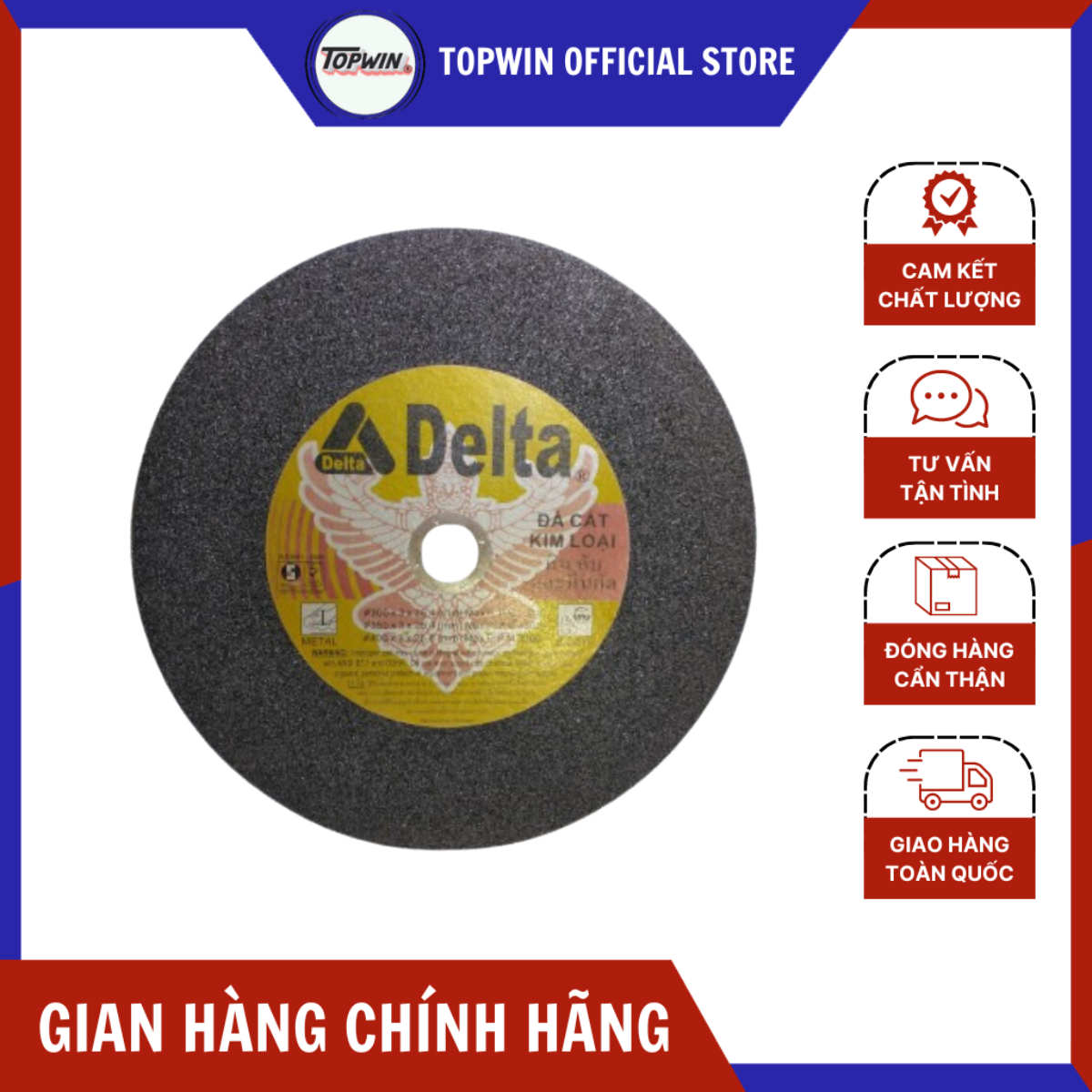 (1 Viên) Đá Cắt Kim Loại Delta 400x3x25.4mm Thiết Kế Lưỡi Đá Sắc Nét và Chống Mài Mòn | TOPWIN Official Store