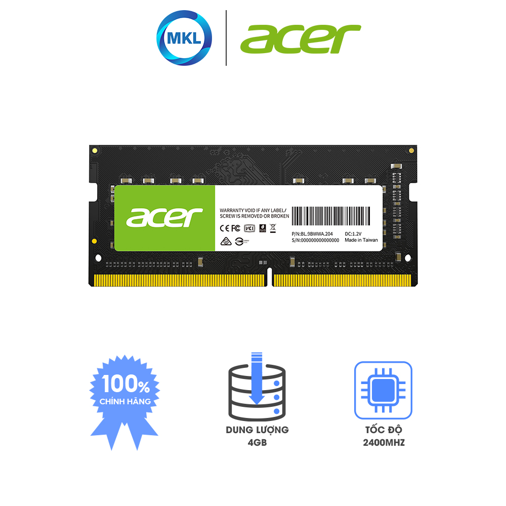 Bộ nhớ RAM Acer SD100 DRAM PC4 DDR4 SO-DIMM - Hàng chính hãng