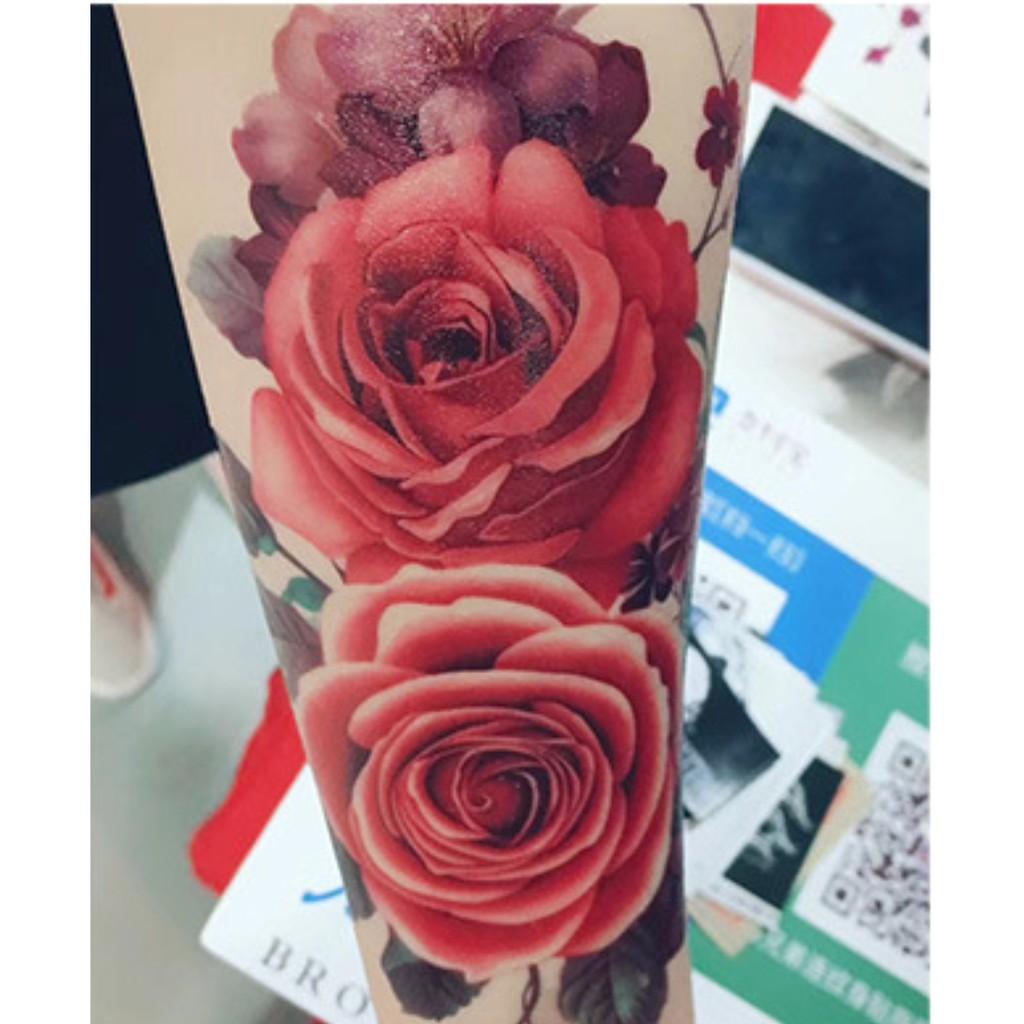 Hình xăm dán hoa hồng mẫu to cao cấp 10x20cm