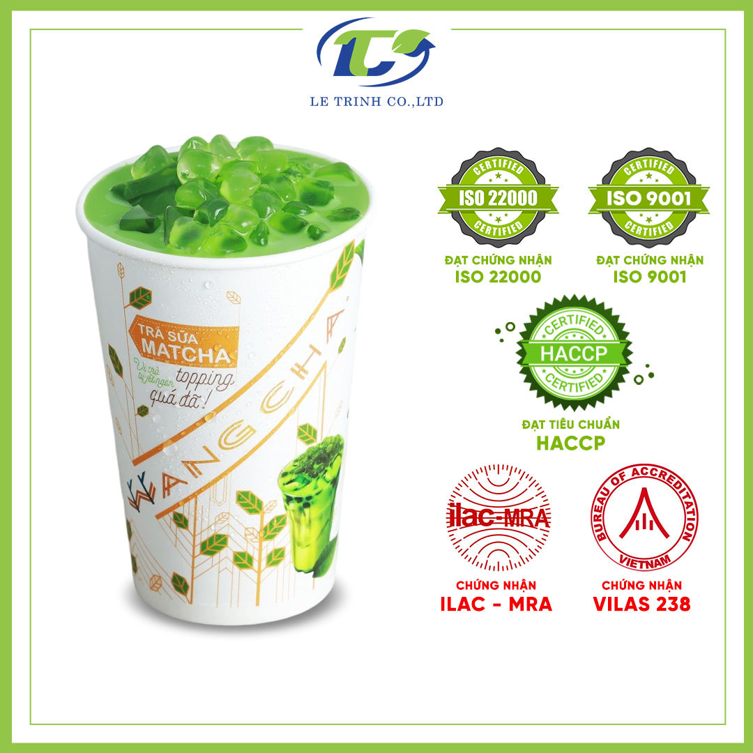 Ly Trà Sữa Wangcha vị Matcha cao cấp - Bột Trà Sữa Matcha thơm ngon có thạch 3Q ngọc trai thơm ngon đi kèm - Trà Sữa Vị Matcha tiện lợi, dễ sử dụng (100gr/ly)