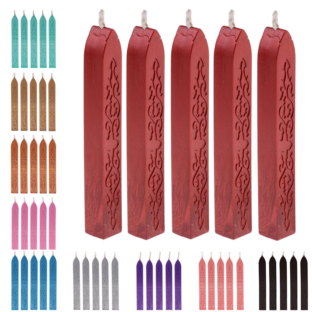 5 Pieces Vintage Sealing Seal Wax Sticks with Wick for Wedding Invitation Letter Card