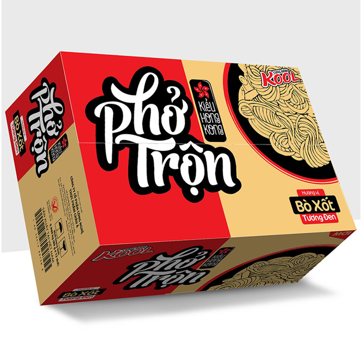 Thùng 12 Hộp Phở Trộn Bò Sốt Tương Đen Cung Đình Kool (80g / Hộp)