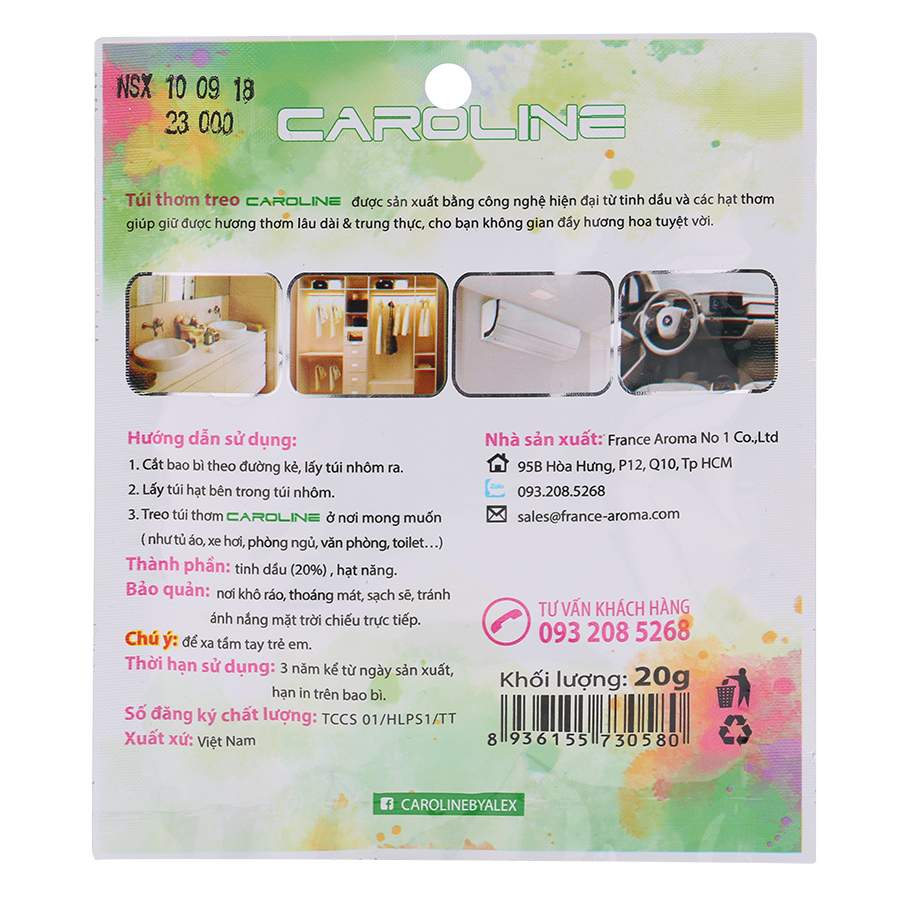 Túi Thơm Tinh Dầu Caroline 20g - Hương Hoa Hồng